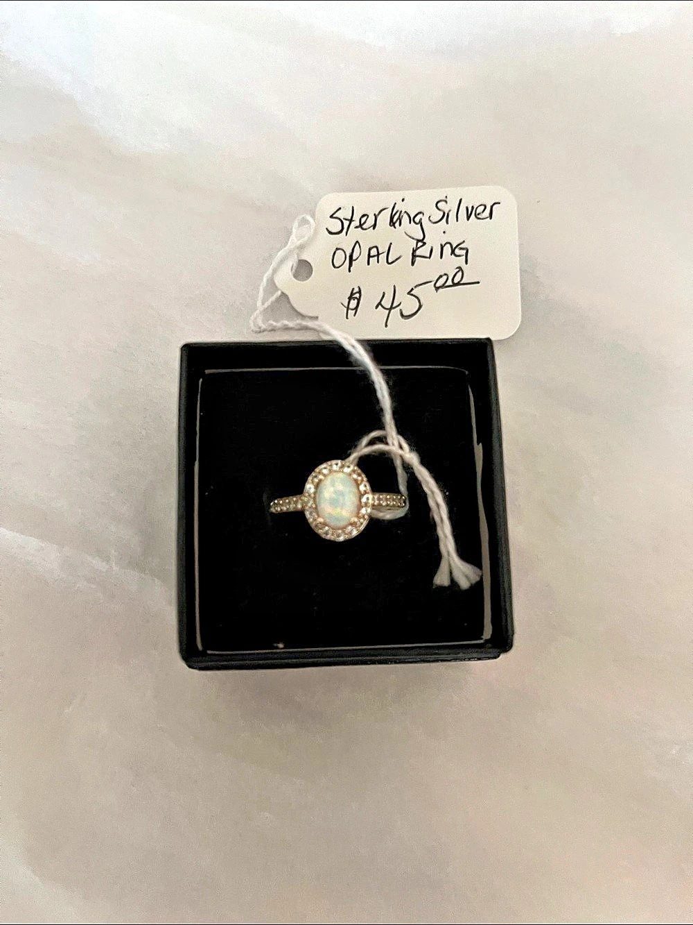 Oval Opal Ring in Gold & White NWT